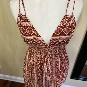 Cupshe Terracotta and Cream Patterned Summer Dress NWT